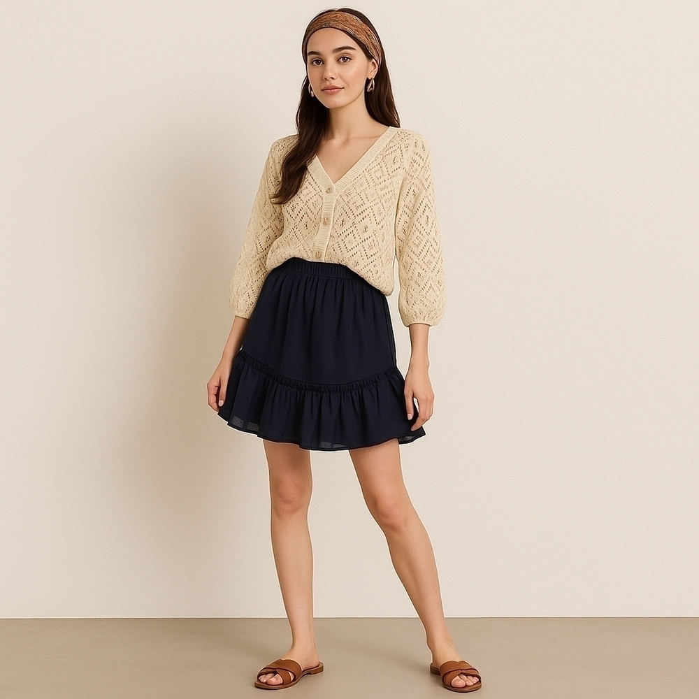 Wildfox Ruffle Short Skirt - Black Beauty - Size L - NWT